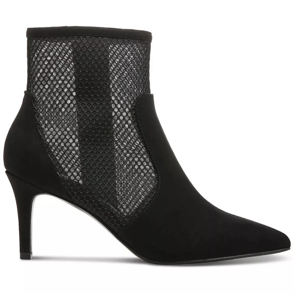 Alfani Women's Jamari Mesh Inset Side Zip Booties Heels Black Micro Size 6.5M - Picture 2 of 4